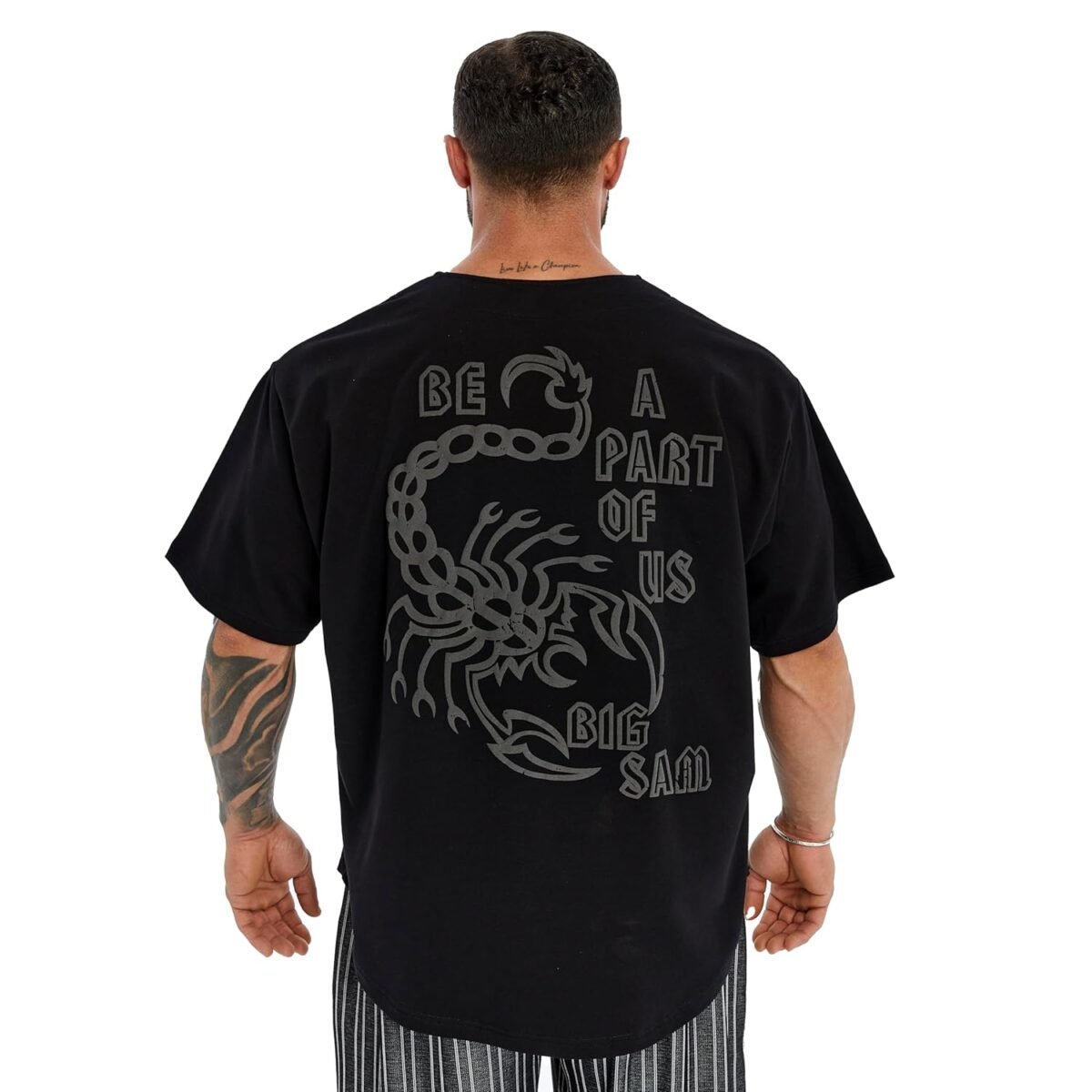 BIG SAM SPORTSWEAR COMPANY Men's Oversize T-Shirt Organic Cotton Breathable Workout, Lifting T-Shirt