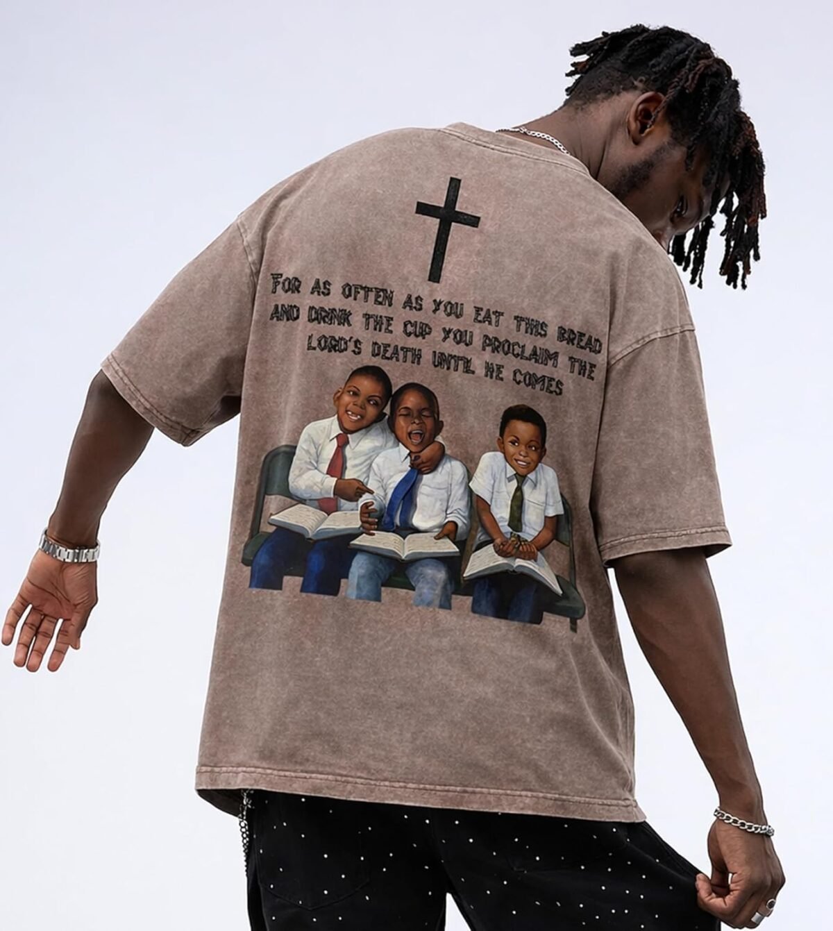Christian Shirts for Men, Graphic Tees Shirt Unisex Oversized Jesus T-Shirt Acid Wash Vintage Streetwear Top
