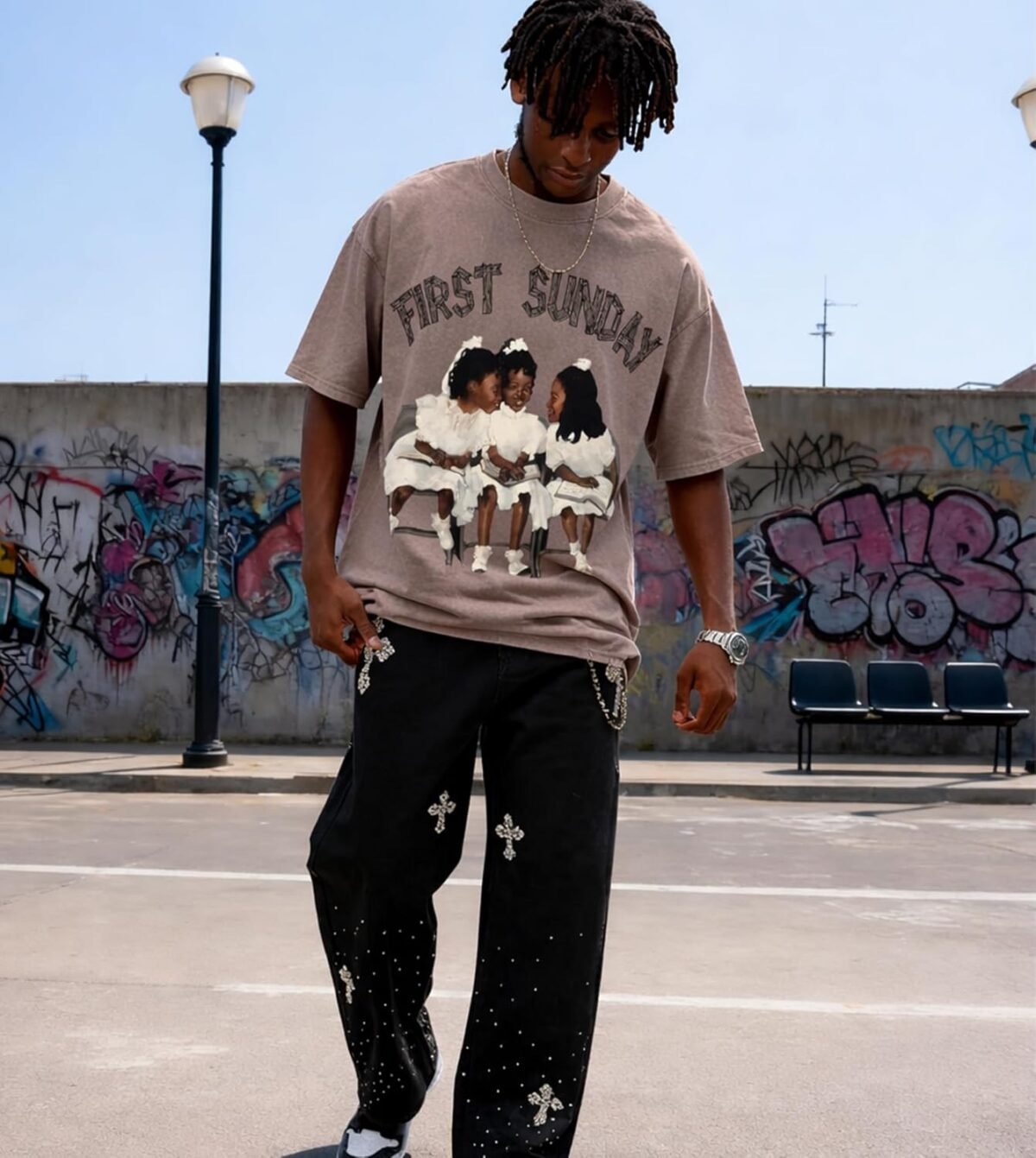 Christian Shirts for Men, Graphic Tees Shirt Unisex Oversized Jesus T-Shirt Acid Wash Vintage Streetwear Top