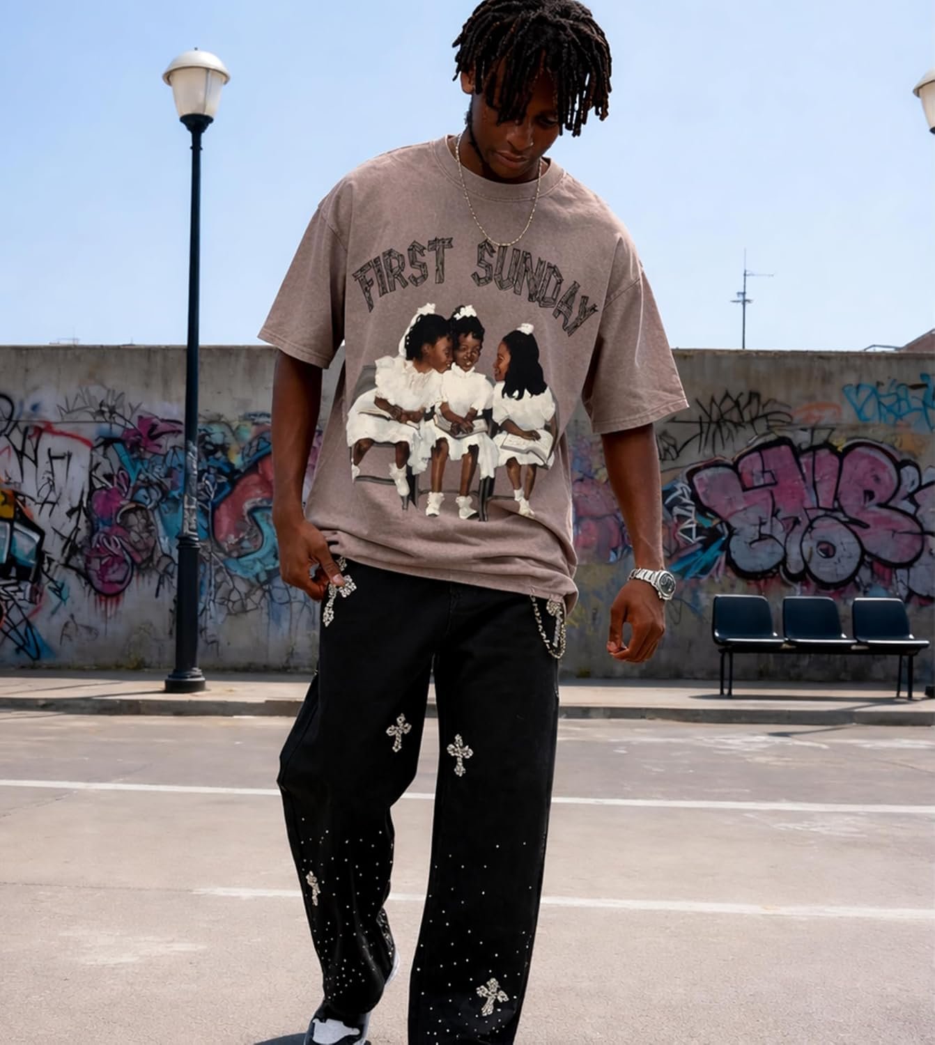 Christian Shirts for Men, Graphic Tees Shirt Unisex Oversized Jesus T-Shirt Acid Wash Vintage Streetwear Top