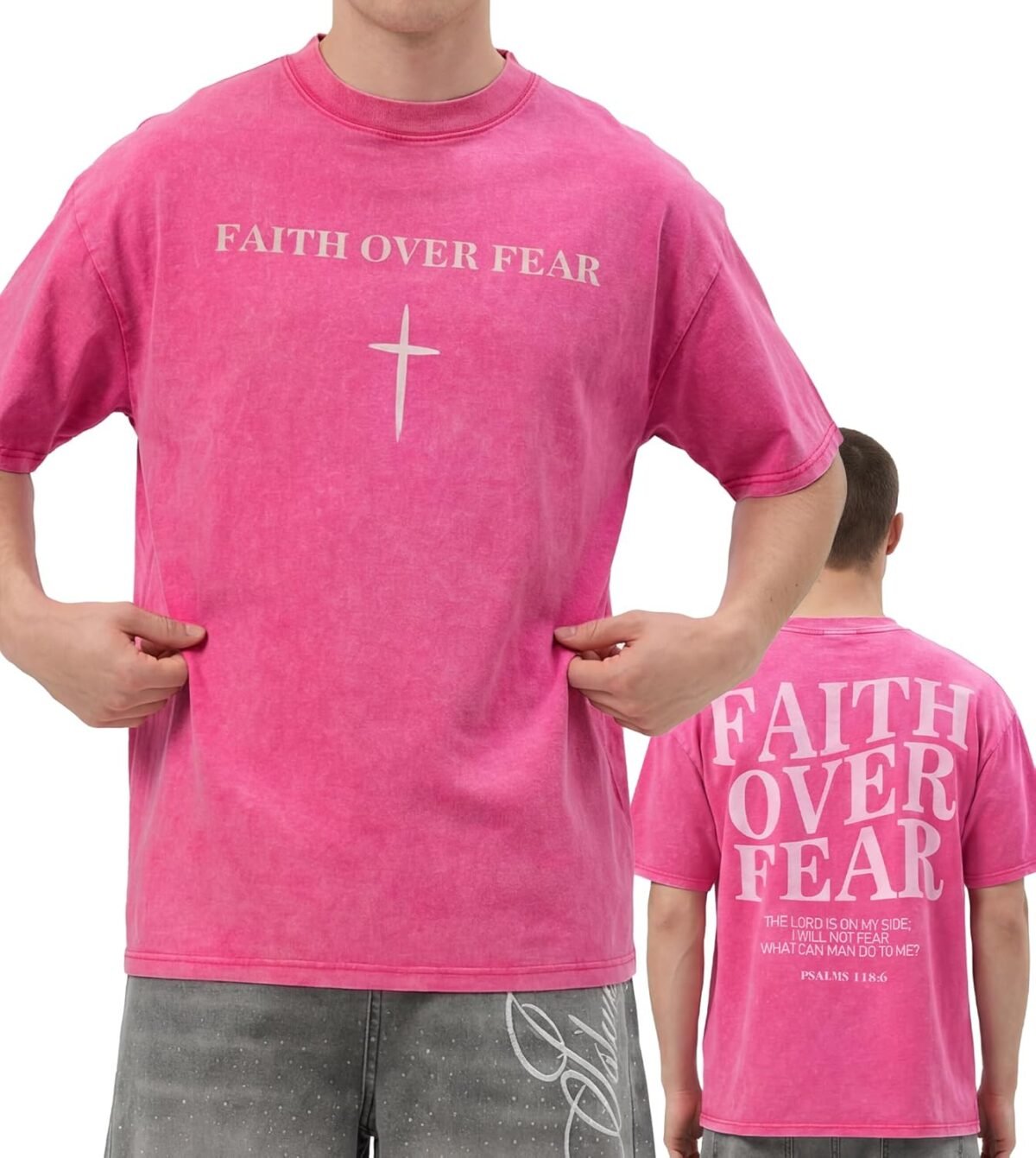 Christian Shirts for Men, Graphic Tees Shirt Unisex Oversized Jesus T-Shirt Acid Wash Vintage Streetwear Top