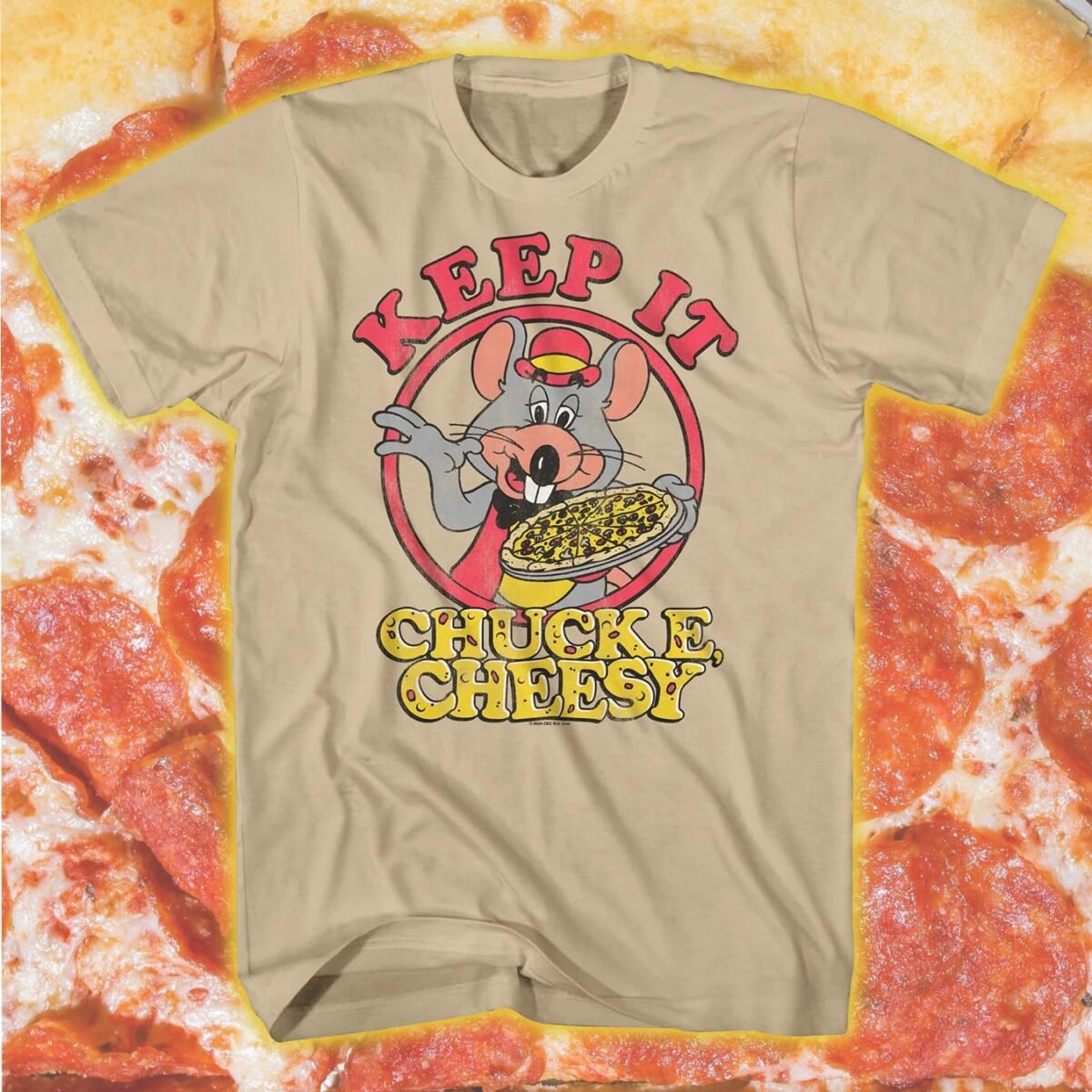 Chuck E Cheese T-Shirt Men's Keep It Cheesy Adult Big and Tall Tee