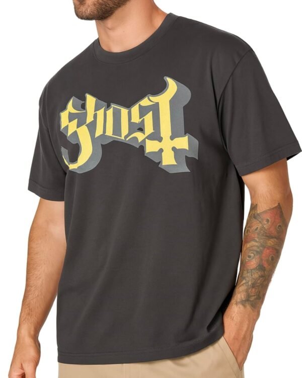 Ghost Band Classic Logo Oversized Boxy Fit Limited Edition Grey Wash T-Shirt Officially Licensed