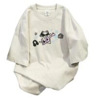 Goth Punk Oversized Tshirts Cute Kawaii Cat Print Baggy Shirts Summer Harajuku Vintage Y2K Tees Top Clothes