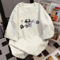 Goth Punk Oversized Tshirts Cute Kawaii Cat Print Baggy Shirts Summer Harajuku Vintage Y2K Tees Top Clothes