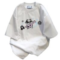 Goth Punk Oversized Tshirts Cute Kawaii Cat Print Baggy Shirts Summer Harajuku Vintage Y2K Tees Top Clothes