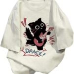 Harajuku Oversized Shirts Goth Punk Cat Print Tees Summer Streetwear Casual Baggy Tshirts Y2k Tee Tops