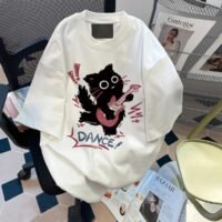 Harajuku Oversized Shirts Goth Punk Cat Print Tees Summer Streetwear Casual Baggy Tshirts Y2k Tee Tops