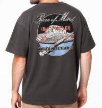 Iron Maiden Piece of Mind Tour Vintage Style Oversized Boxy Fit Grey Wash T-Shirt Officially Licensed