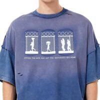 JCARSON Anti War Graphic Mens T Shirt Distressed Washed Grunge Tshirts Oversized Vintage Streetwear Cotton Tee