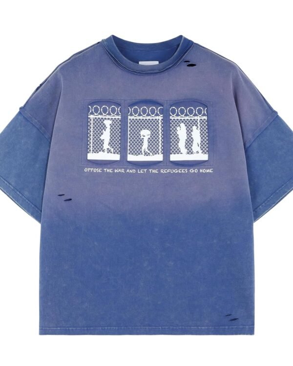 JCARSON Anti War Graphic Mens T Shirt Distressed Washed Grunge Tshirts Oversized Vintage Streetwear Cotton Tee