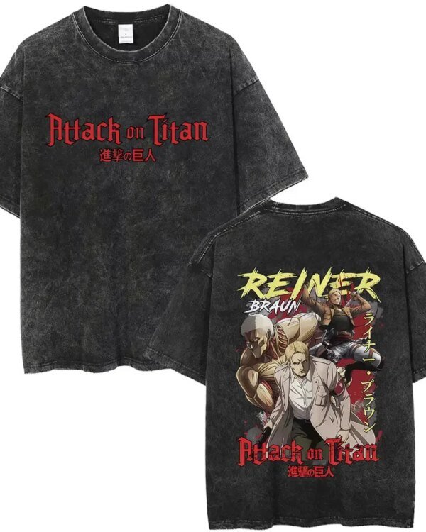 Lavé Vintage Anime attaque sur Titan Reiner Braun graphique T-shirts hommes femmes dessin animé Manga Merch t-shirt hommes surdimensionnés T-shirts - AliExpress 200000343