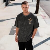 Men's Christian Graphic T-Shirt Bible Verse Camo Cross Graphic Tee Vintage Acid Wash Streetwear Cotton Shirt