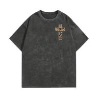 Men's Christian Graphic T-Shirt Bible Verse Camo Cross Graphic Tee Vintage Acid Wash Streetwear Cotton Shirt