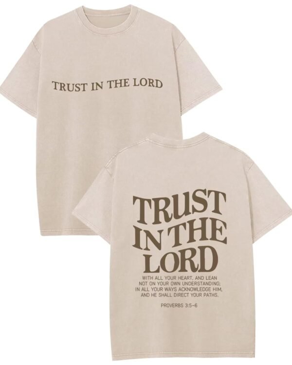 Mens Christian Shirts Trust in The Lord Shirt Jesus Religious Tees Oversized Acid Wash Graphic Tshirt