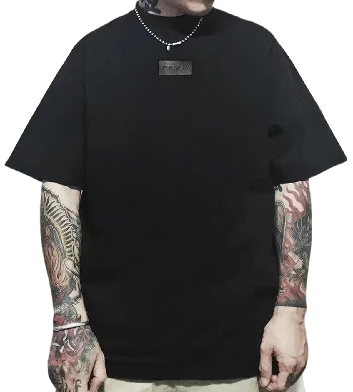 Mens Graphic Tees Vintage Oversized T Shirts for Men Letter Print Casual Crewneck Cotton Top Short Sleeve Streetwear, Black