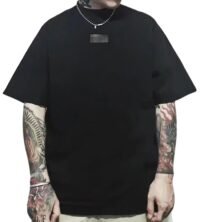 Mens Graphic Tees Vintage Oversized T Shirts for Men Letter Print Casual Crewneck Cotton Top Short Sleeve Streetwear, Black