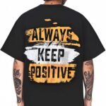Mens Graphic Tees Vintage Oversized T Shirts for Men Letter Print Casual Crewneck Cotton Top Short Sleeve Streetwear, Black