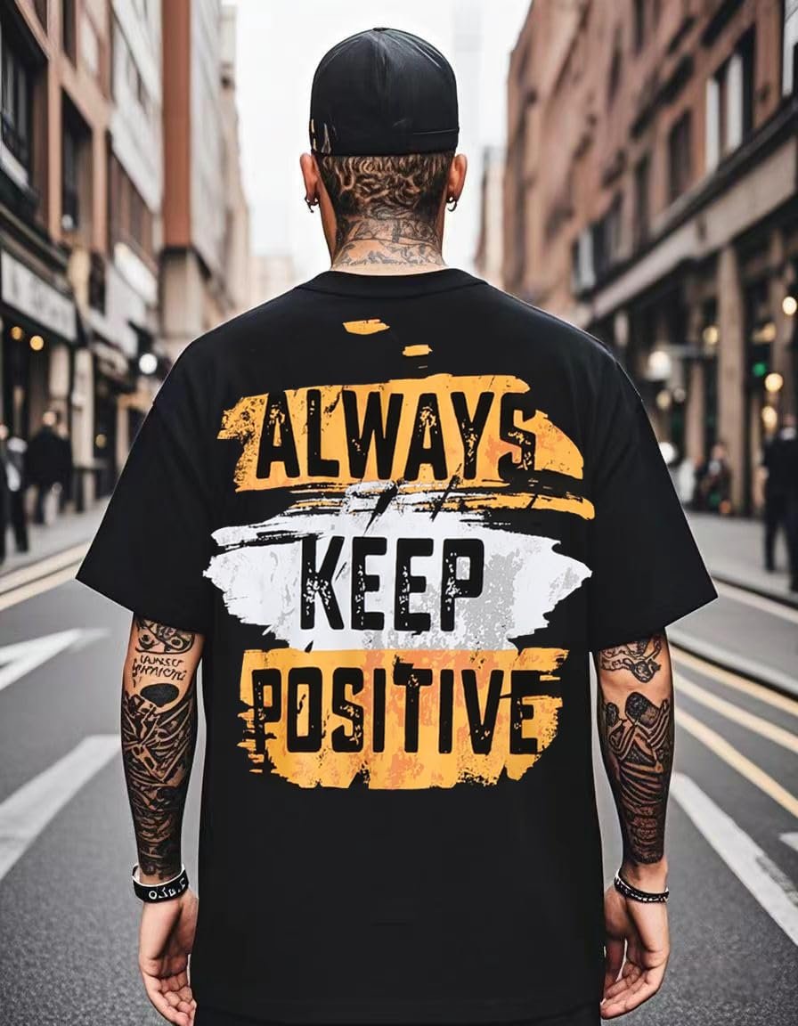 Mens Graphic Tees Vintage Oversized T Shirts for Men Letter Print Casual Crewneck Cotton Top Short Sleeve Streetwear, Black