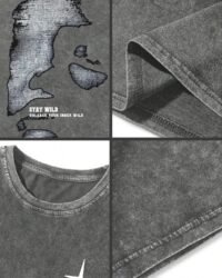 Men's Letter Graphic T Shirts Oversized Drop Shoulder Short Sleeve Vintage Streetwear Crew Neck Casual Tee Top