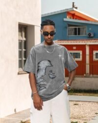 Men's Letter Graphic T Shirts Oversized Drop Shoulder Short Sleeve Vintage Streetwear Crew Neck Casual Tee Top