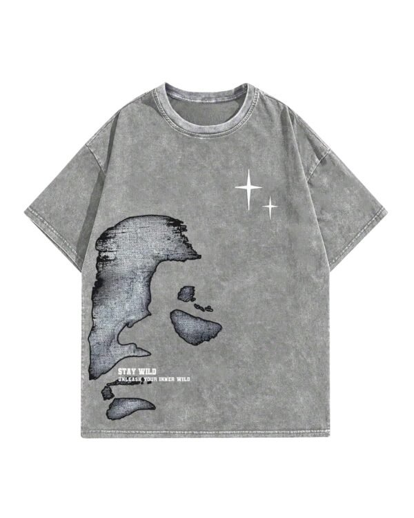 Men's Letter Graphic T Shirts Oversized Drop Shoulder Short Sleeve Vintage Streetwear Crew Neck Casual Tee Top