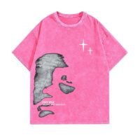 Men's Letter Graphic T Shirts Oversized Drop Shoulder Short Sleeve Vintage Streetwear Crew Neck Casual Tee Top