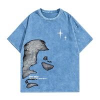 Men's Letter Graphic T Shirts Oversized Drop Shoulder Short Sleeve Vintage Streetwear Crew Neck Casual Tee Top