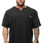 Men's Oversize T-Shirt, Bodybuilding, Lifting Cardio Rag Top Thick Fabric Textured Active T-Shirt