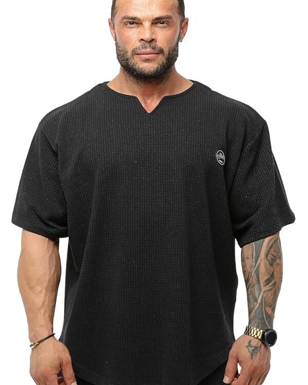 Men's Oversize T-Shirt, Bodybuilding, Lifting Cardio Rag Top Thick Fabric Textured Active T-Shirt