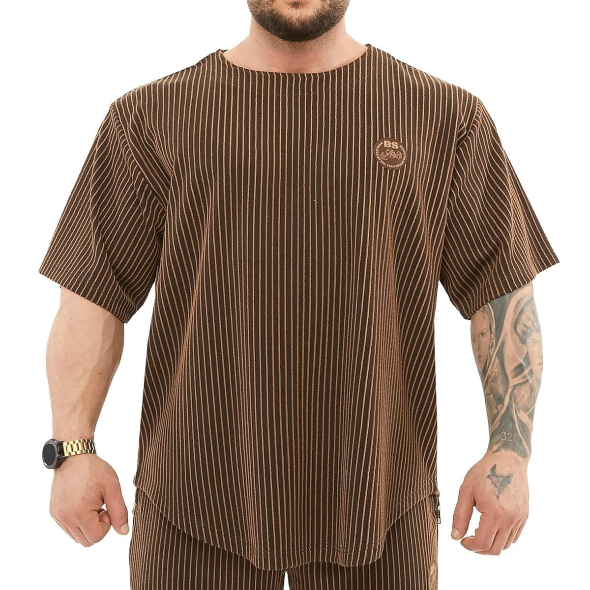 Men's Oversize T-Shirt, Bodybuilding, Lifting Cardio Rag Top Thick Fabric Textured Active T-Shirt