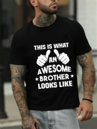 Men's Slogan Letter Graphic Print Tee Tops Casual Round Neck Short Sleeve Summer T Shirts