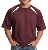 Men's Vintage Distressed Heavyweight T-Shirt - Boxy Fit Raglan Sleeve Cotton Tee - American Retro Streetwear Top