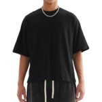 New Boxy Cropped Mens T-Shirts Fashion Casual Cotton T Shirt Streetwear Comfort Crew Neck Tees for Men
