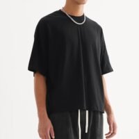 New Boxy Cropped Mens T-Shirts Fashion Casual Cotton T Shirt Streetwear Comfort Crew Neck Tees for Men