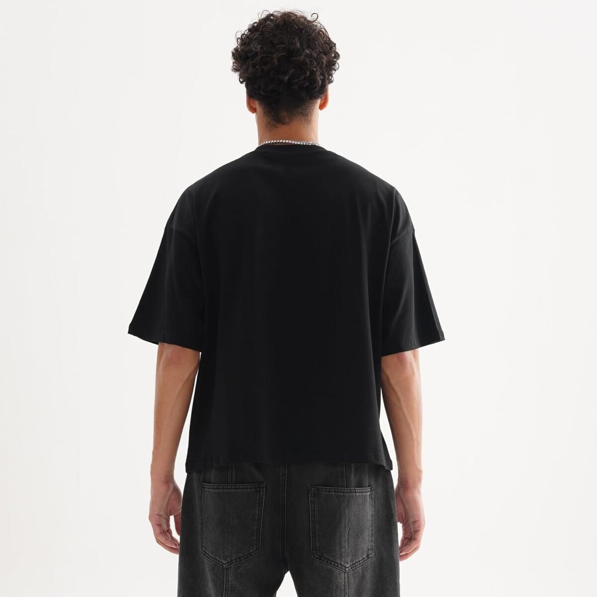 New Boxy Cropped Mens T-Shirts Fashion Casual Cotton T Shirt Streetwear Comfort Crew Neck Tees for Men