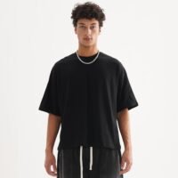 New Boxy Cropped Mens T-Shirts Fashion Casual Cotton T Shirt Streetwear Comfort Crew Neck Tees for Men