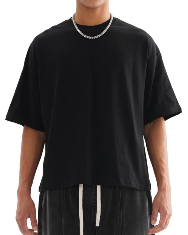 New Boxy Cropped Mens T-Shirts Fashion Casual Cotton T Shirt Streetwear Comfort Crew Neck Tees for Men