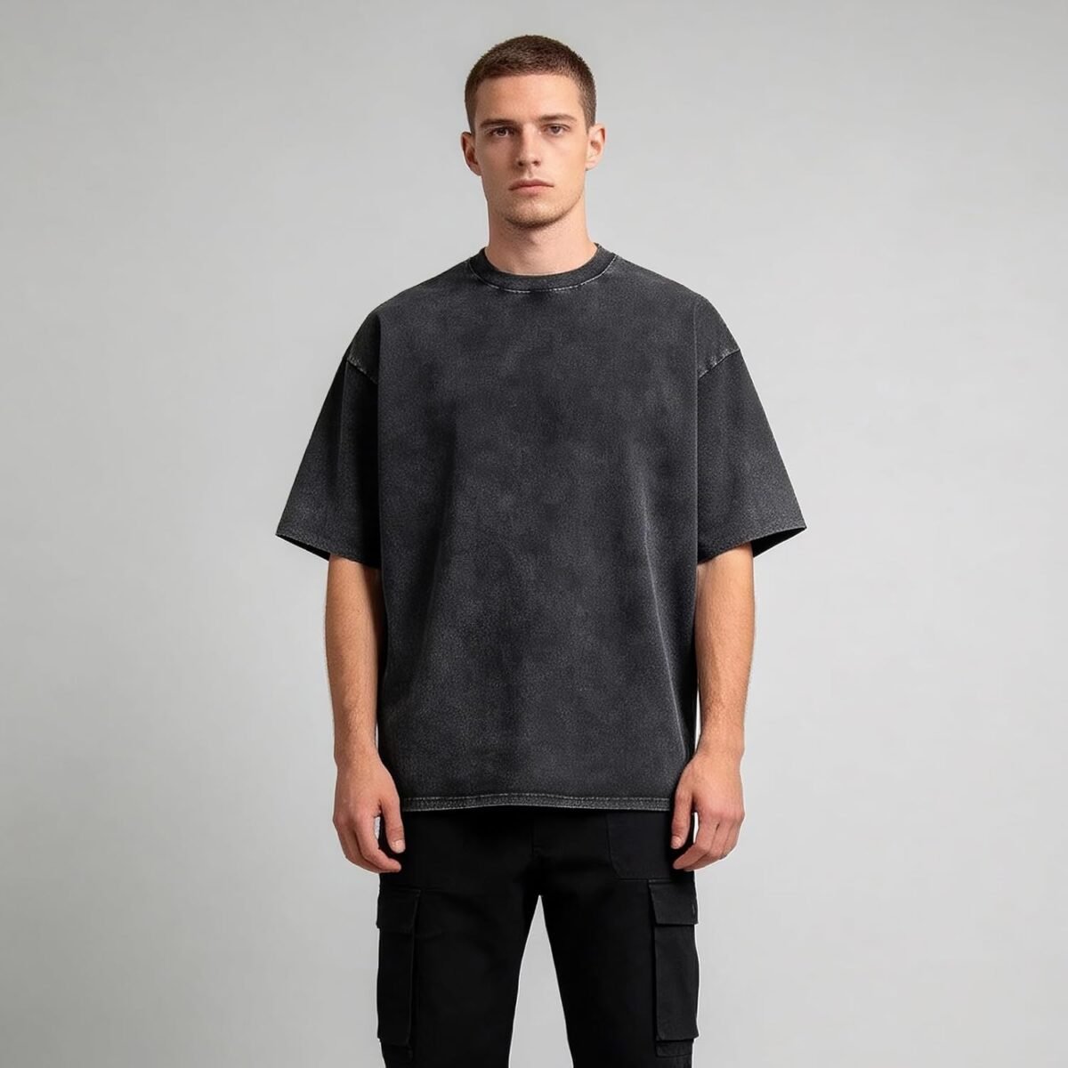 Oversize Cotton T Shirts for Women Unisex Mens Acid Washed T Shirt 100% Cotton