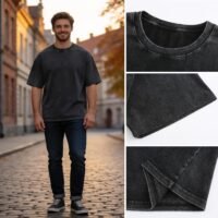 Oversize Cotton T Shirts for Women Unisex Mens Acid Washed T Shirt 100% Cotton