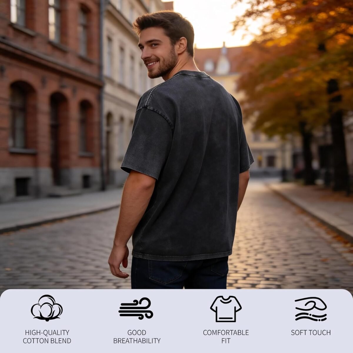 Oversize Cotton T Shirts for Women Unisex Mens Acid Washed T Shirt 100% Cotton