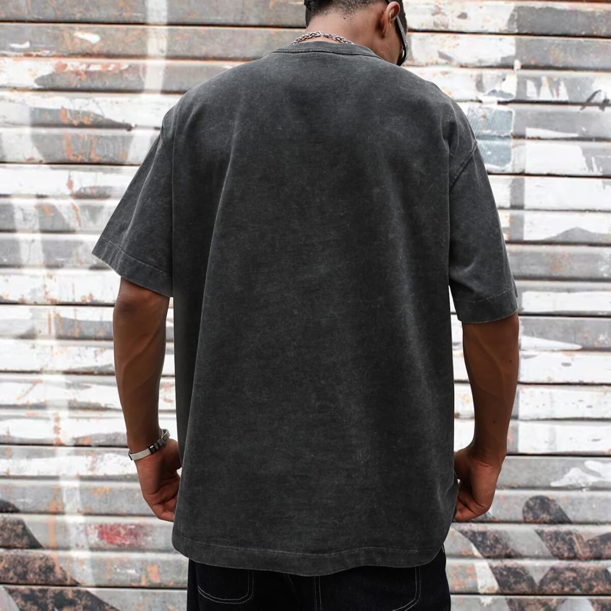 Oversized Graphic T-Shirt for Men New York Los Angeles Vintage Acid Wash Cotton Tees Streetwear Casual Tee Top