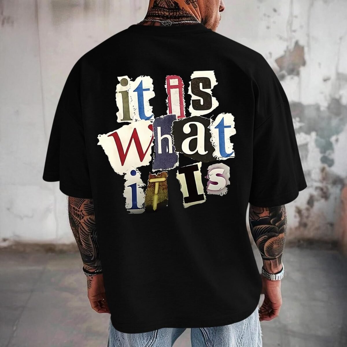 Oversized Graphic Tshirts for Men It is What It is Shirt Vintage Streetwear Cool Rapper Baggy Grunge Tees Tops