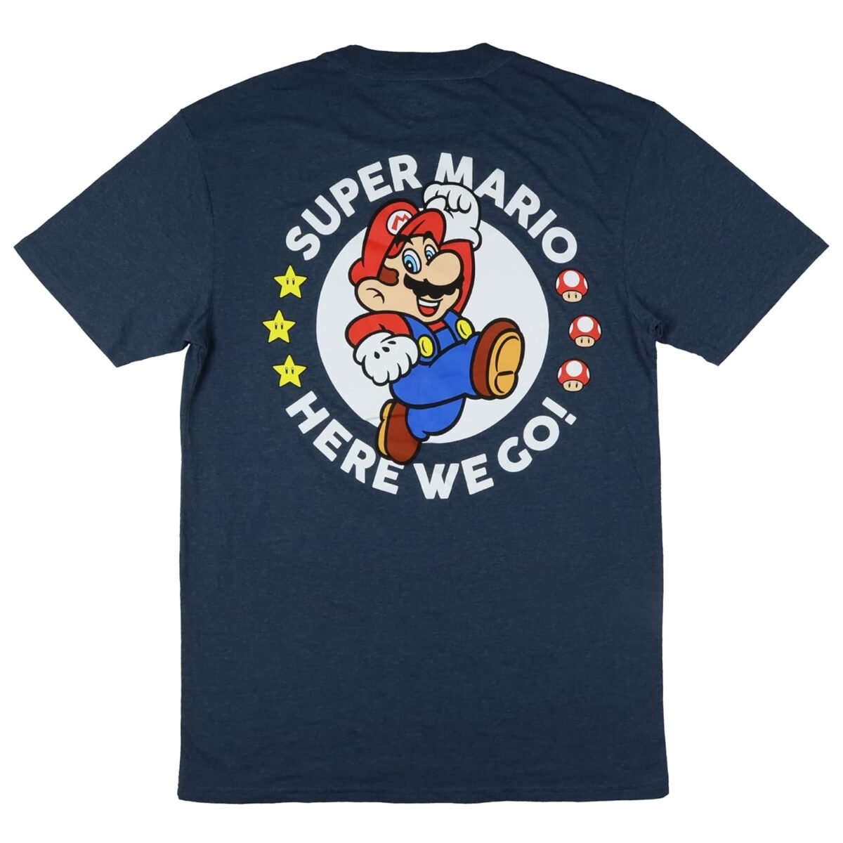Super Mario T-Shirt Men's Here We Go Double Sided Big and Tall Tee