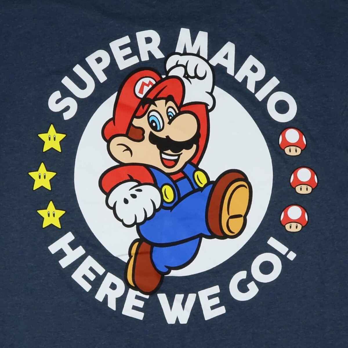 Super Mario T-Shirt Men's Here We Go Double Sided Big and Tall Tee