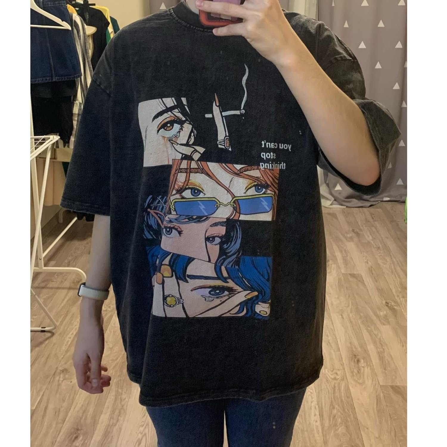 T-Shirt Streetwear Aesthetic Graphic Eyes Relaxed Tee Shirt Men Unisex