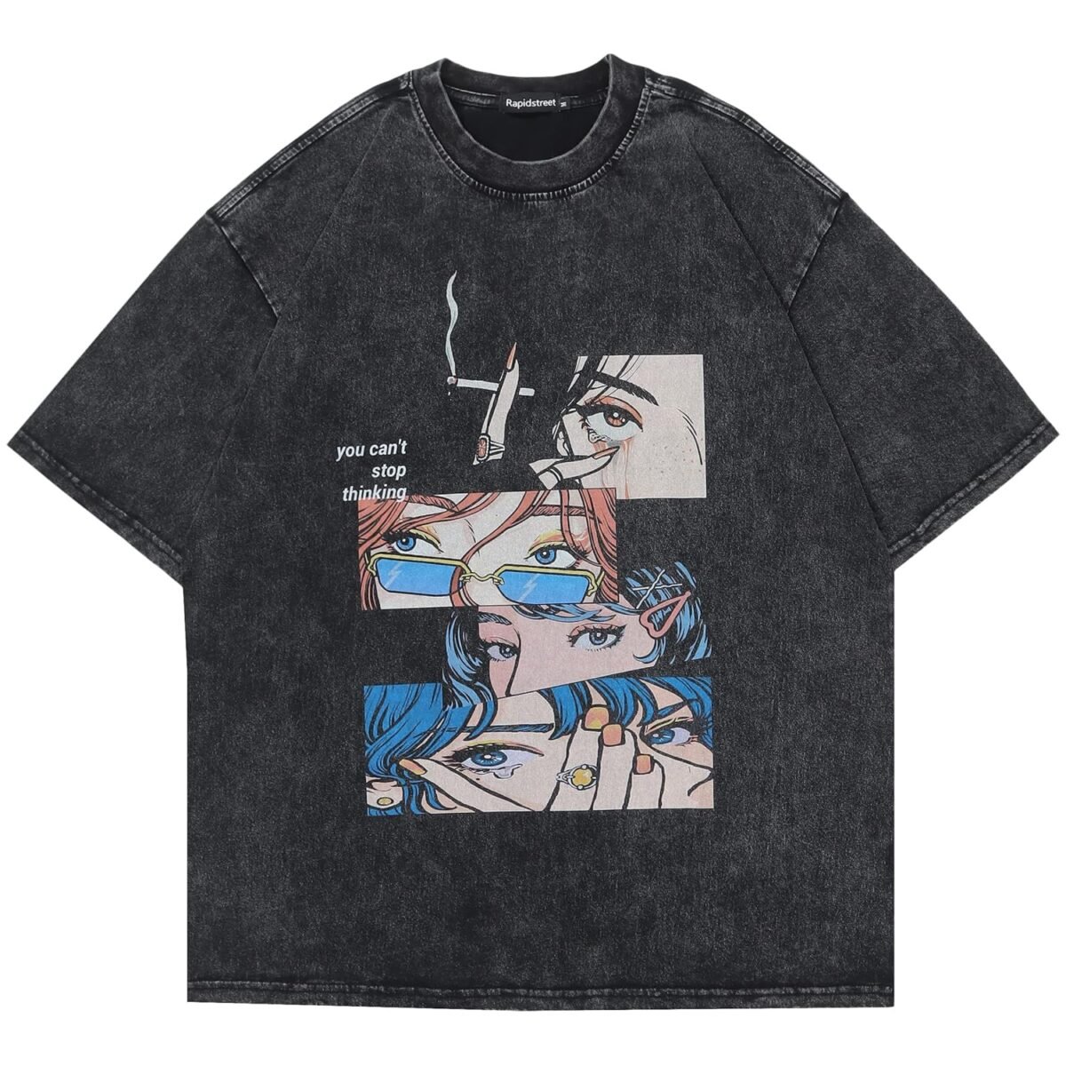 T-Shirt Streetwear Aesthetic Graphic Eyes Relaxed Tee Shirt Men Unisex