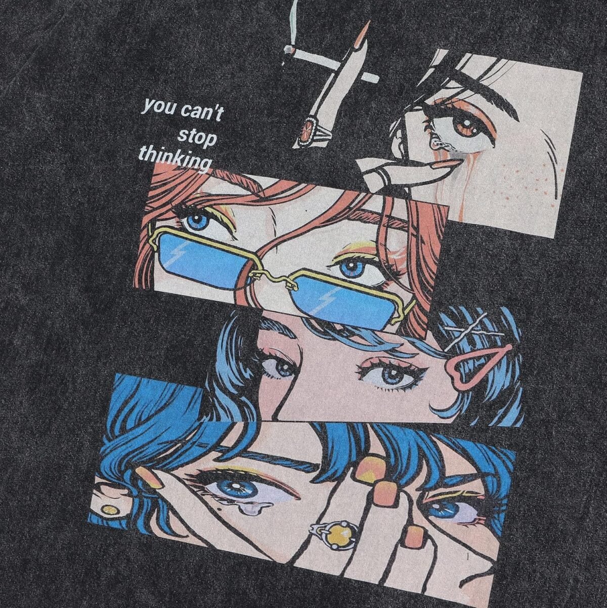 T-Shirt Streetwear Aesthetic Graphic Eyes Relaxed Tee Shirt Men Unisex