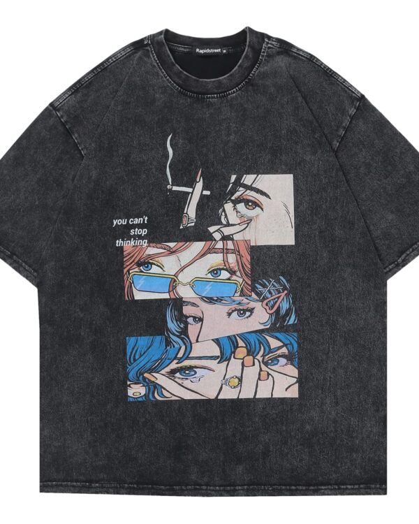 T-Shirt Streetwear Aesthetic Graphic Eyes Relaxed Tee Shirt Men Unisex