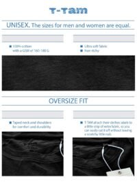 T-TAM Unisex Oversized T-Shirt for Women & Men - 100% Soft Cotton Crew Neck Short Sleeve - Basic Tee Shirt